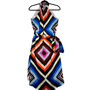 Julia Jordan Womens Halter Knot Geometric-Print Maxi Dress Size 2